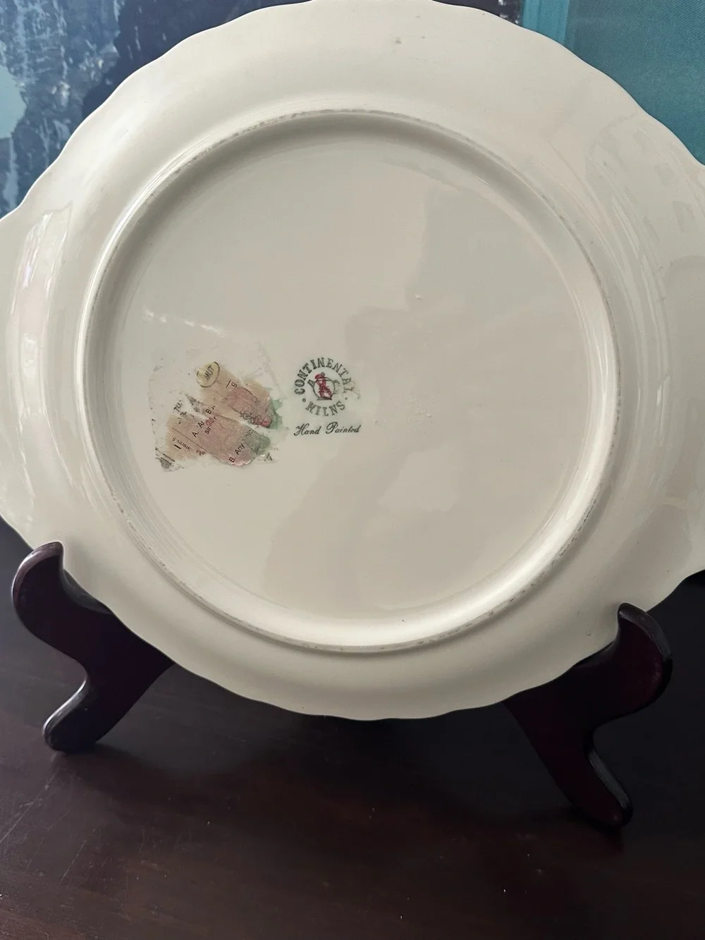 Hand-Painted Floral Ceramic Serving Plate - Pink and Green